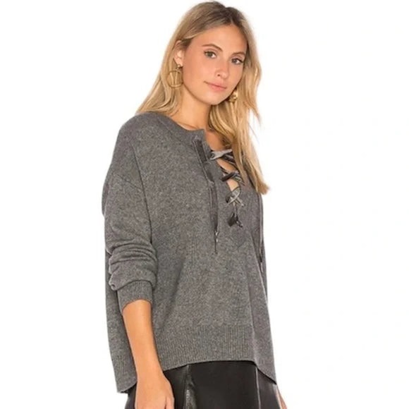 Rails Sweaters - Rails Olivia Gray Lace Front Wool Cashmere Sweater
